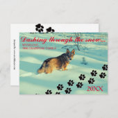 Hunde, die durch den Schnee stürzen - Weihnachtska Einladung (Vorne/Hinten)