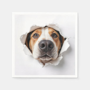 Hunde, die durch die Papierhalle des Drehpapiers p Serviette