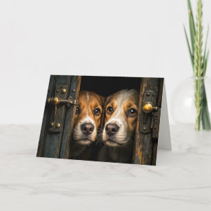 Hunde, die durch einen Türdurchgang spähen Karte