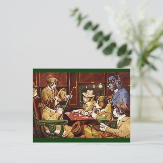 Hunde, die Karten auf der Postkarte spielen (Stehend Vorderseite)