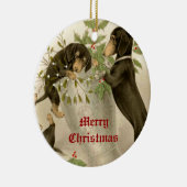 Hunde, die mit Weihnachtsgeschmack und Heilige Bee Keramik Ornament (Rechts)