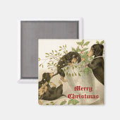 Hunde, die mit Weihnachtsgeschmack und Heilige Bee Magnet (Vorderseite/Rückseite)