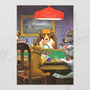 Hunde, die Poker als Freund spielen Einladung