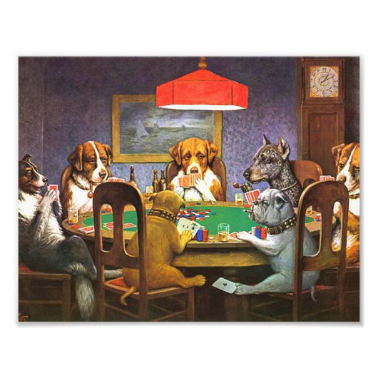Hunde, die Poker als Freund spielen Fotodruck (Vorne)