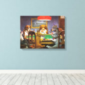 Hunde, die Poker als Freund spielen Leinwanddruck (Insitu (Holzboden))