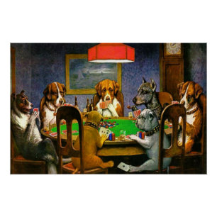 Hunde, die Poker spielen Poster