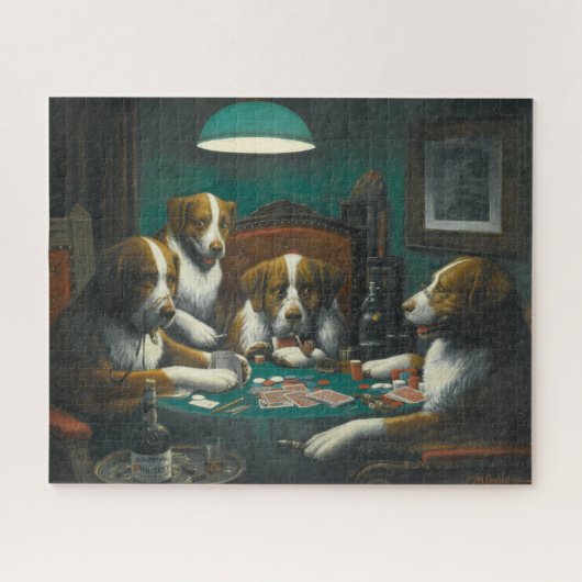 Hunde, die Poker spielen (Tierkartenspiel) Puzzle (Horizontal)