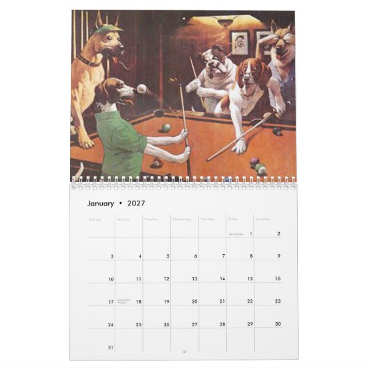 Hunde, die Pool spielen Kalender (Jan 2027)