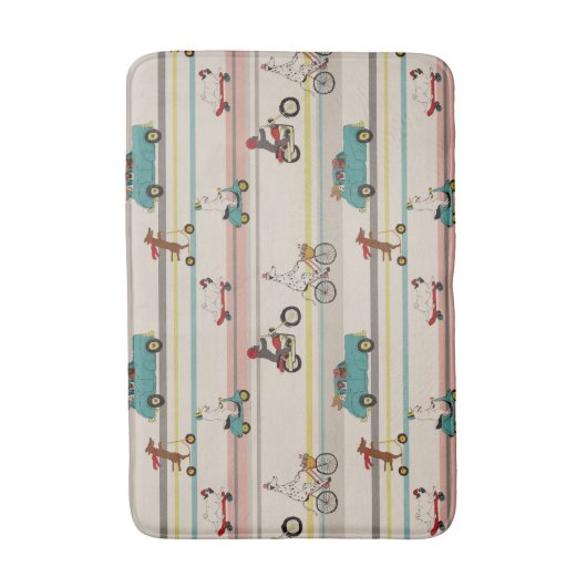 Hunde, die sich im Fahrzeugmuster bewegen Badematte (Vorderseite Vertikal)