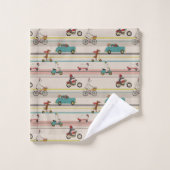 Hunde, die sich im Fahrzeugmuster bewegen Badhandtuch Set (Waschlappen)