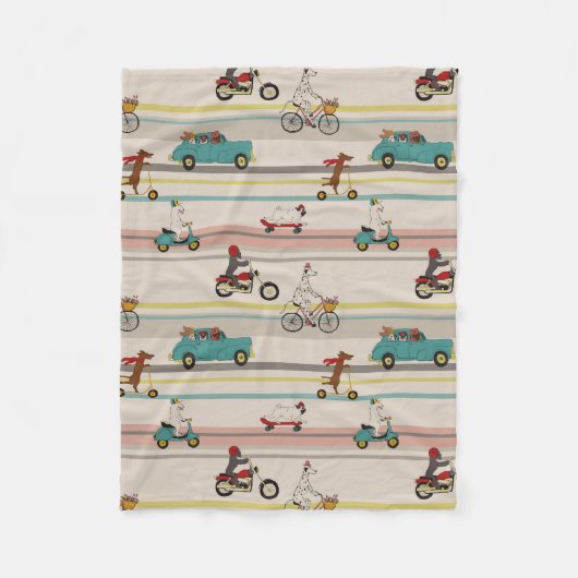 Hunde, die sich im Fahrzeugmuster bewegen Fleecedecke (Vorderseite)