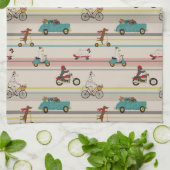 Hunde, die sich im Fahrzeugmuster bewegen Geschirrtuch (Gefaltet)