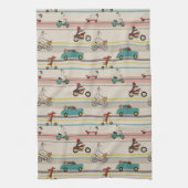 Hunde, die sich im Fahrzeugmuster bewegen Geschirrtuch (Vertikal)