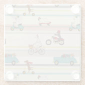 Hunde, die sich im Fahrzeugmuster bewegen Glasuntersetzer (Rückseite)