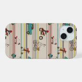 Hunde, die sich im Fahrzeugmuster bewegen iPhone 15 Hülle (Rückseite (Horizontal))