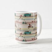 Hunde, die sich im Fahrzeugmuster bewegen Kaffeetasse (VorderseiteRechts)