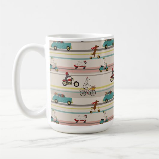 Hunde, die sich im Fahrzeugmuster bewegen Kaffeetasse (Links)
