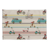 Hunde, die sich im Fahrzeugmuster bewegen Kissenbezug (Rückseite-Rechts)