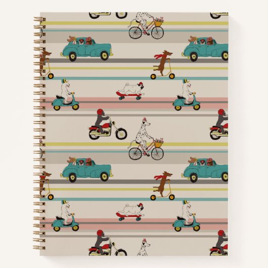 Hunde, die sich im Fahrzeugmuster bewegen Notizblock (Vorderseite)