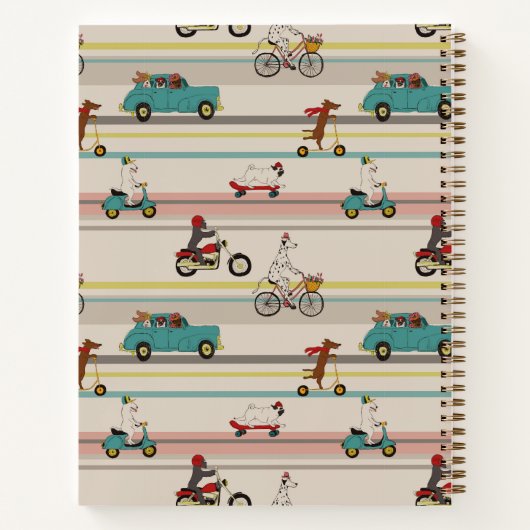 Hunde, die sich im Fahrzeugmuster bewegen Notizblock (Rückseite)