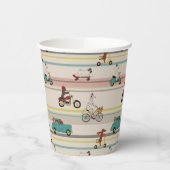 Hunde, die sich im Fahrzeugmuster bewegen Pappbecher (Links)