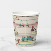 Hunde, die sich im Fahrzeugmuster bewegen Pappbecher (Rechts)