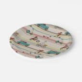 Hunde, die sich im Fahrzeugmuster bewegen Pappteller (Schrägansicht)