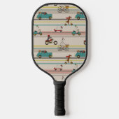 Hunde, die sich im Fahrzeugmuster bewegen Pickleball Schläger (Vorderseite)