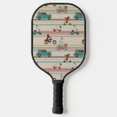Hunde, die sich im Fahrzeugmuster bewegen Pickleball Schläger (Rückseite)