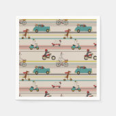 Hunde, die sich im Fahrzeugmuster bewegen Serviette (Vorderseite)