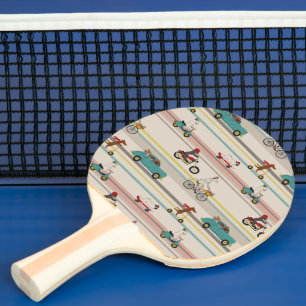 Hunde, die sich im Fahrzeugmuster bewegen Tischtennis Schläger