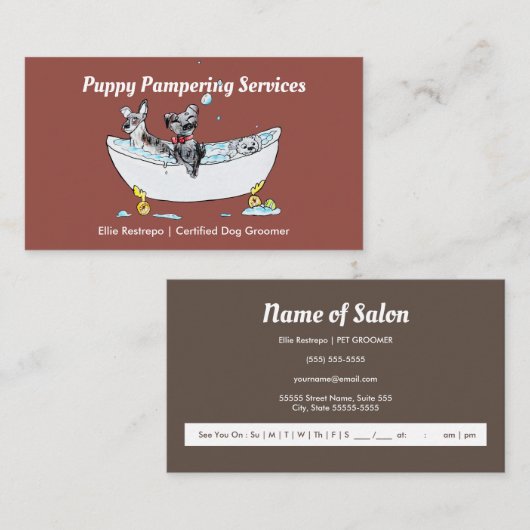 Hunde, die sich in einem Bath-Termin-Card aufhalte Terminkarte (Vorne/Hinten)