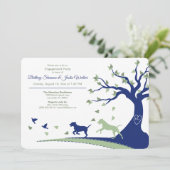 Hunde, die Vogel-Verlobungs-Party jagen Einladung (Stehend Vorderseite)