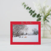 Hunde, die Winterschneeszene-Landschaftsmalerei sp Postkarte (Stehend Vorderseite)