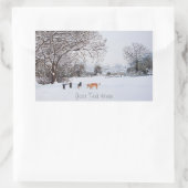 Hunde, die Winterschneeszene-Landschaftsmalerei sp Rechteckiger Aufkleber (Tasche)