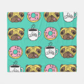 Hunde, Donuts, Kaffeemuster. Fleecedecke (Vorderseite (Horizontal))