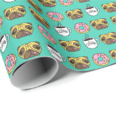 Hunde, Donuts, Kaffeemuster. Geschenkpapier (Rolleneckpunkt)