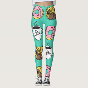 Hunde, Donuts, Kaffeemuster. Leggings
