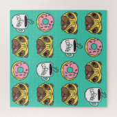 Hunde, Donuts, Kaffeemuster. Puzzle (Horizontal)