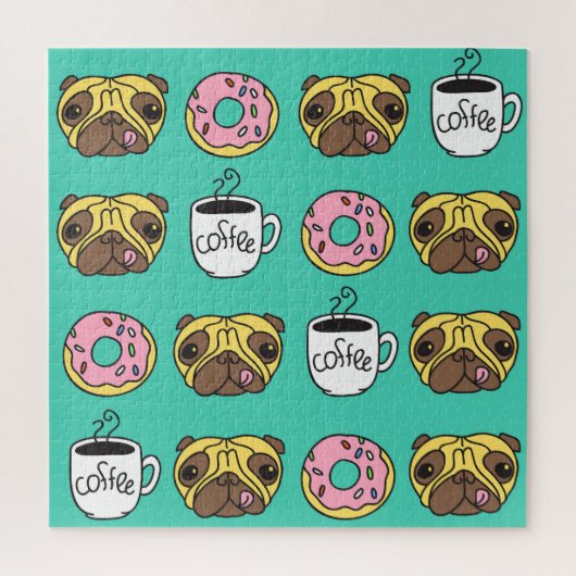 Hunde, Donuts, Kaffeemuster. Puzzle (Vertikal)