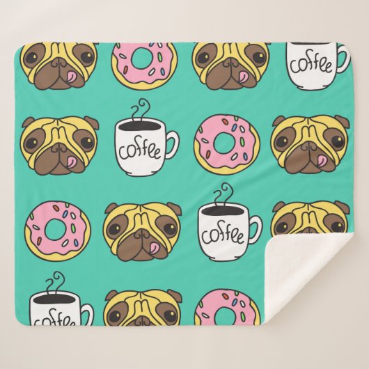 Hunde, Donuts, Kaffeemuster. Sherpadecke (Vorderseite (Horizontal))