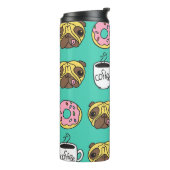 Hunde, Donuts, Kaffeemuster. Thermosbecher (Nach links gedreht)