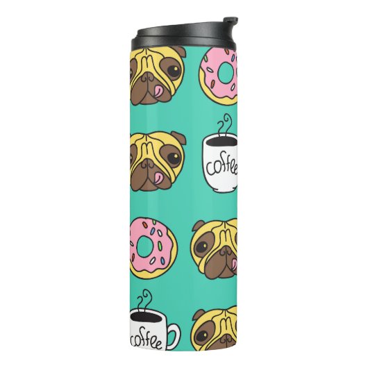 Hunde, Donuts, Kaffeemuster. Thermosbecher (Nach links gedreht)