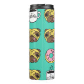 Hunde, Donuts, Kaffeemuster. Thermosbecher (Rückseite)