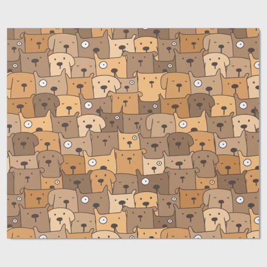 Hunde-Doodle-Muster Geschenkpapier (Flach)