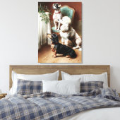 Hunde - Eine Weihnachtsfeier, ein Kunstwerk von Ca Leinwanddruck (Insitu (Schlafzimmer))