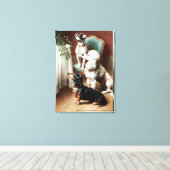 Hunde - Eine Weihnachtsfeier, ein Kunstwerk von Ca Leinwanddruck (Insitu (Holzboden))