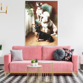 Hunde - Eine Weihnachtsfeier, ein Kunstwerk von Ca Leinwanddruck (Insitu (Wohnzimmer))