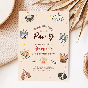 Hunde-Einladung, Geburtstag eines süßen Welpen Einladung