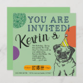 Hunde Einladung Geburtstag individuell anpassbar (Vorne/Hinten)